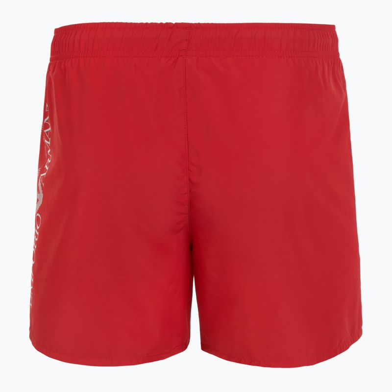 Pánske plavecké šortky EA7 Emporio Armani s nadrozmerným logom jazdecká červená / strieborná 2