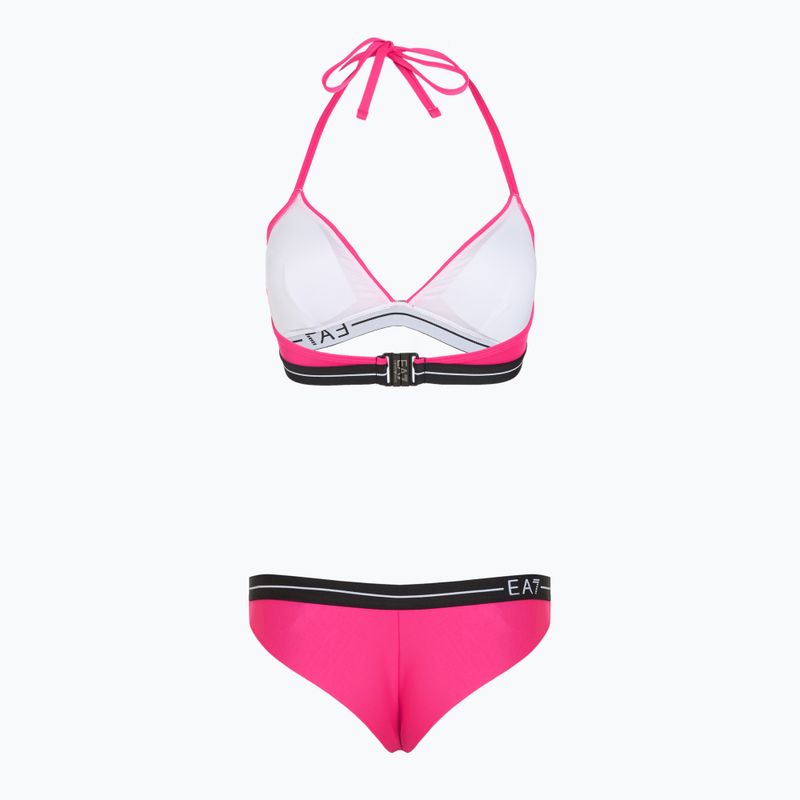 Dámske dvojdielne plavky EA7 Emporio Armani Logo Tape Bikini Triangle neon pink 2