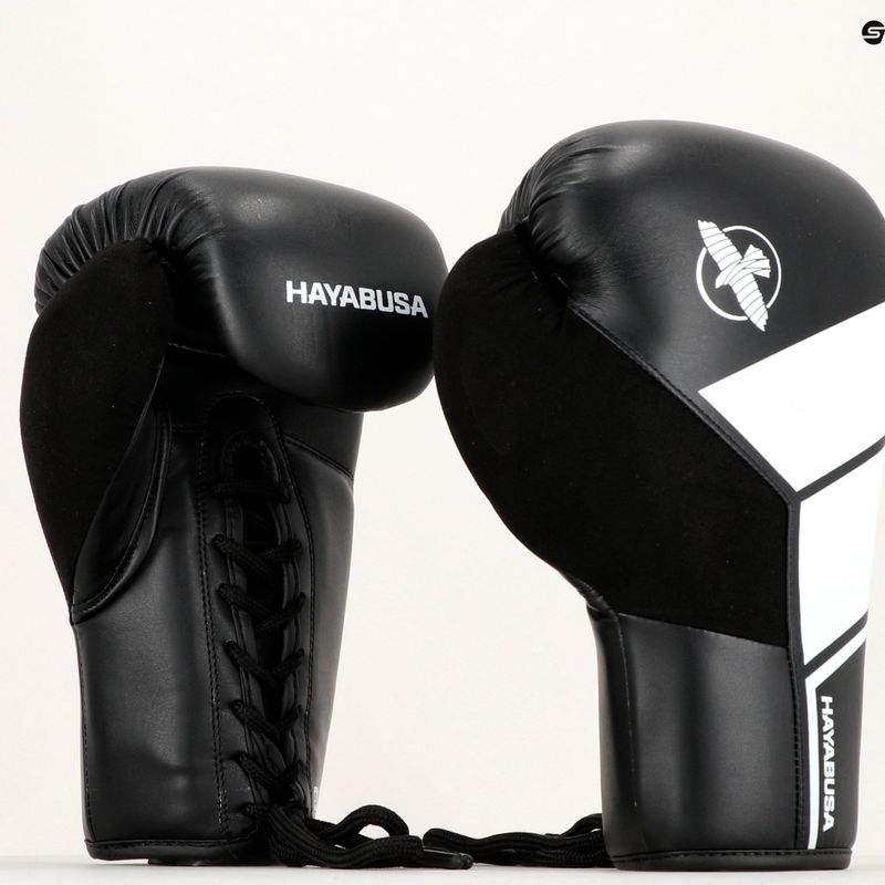 Hayabusa S4 Lace Up boxerské rukavice biele S4LACBG-BK 12