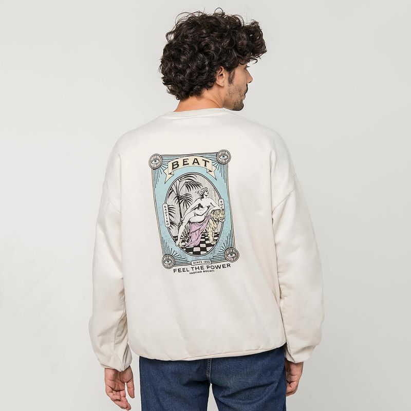 Pánska mikina Kaotiko Washed Feel the Power ivory 3