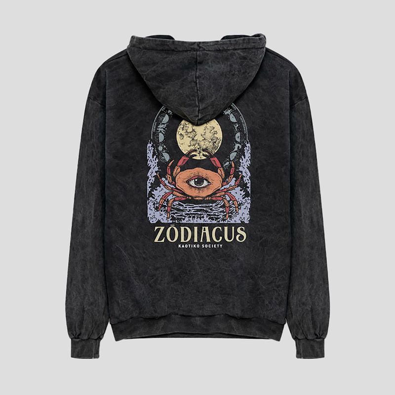 Pánska mikina Kaotiko Washed Zodiacus black 4