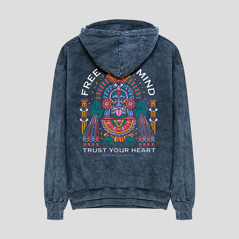 Pánska mikina Kaotiko Washed Free Your Mind navy 2