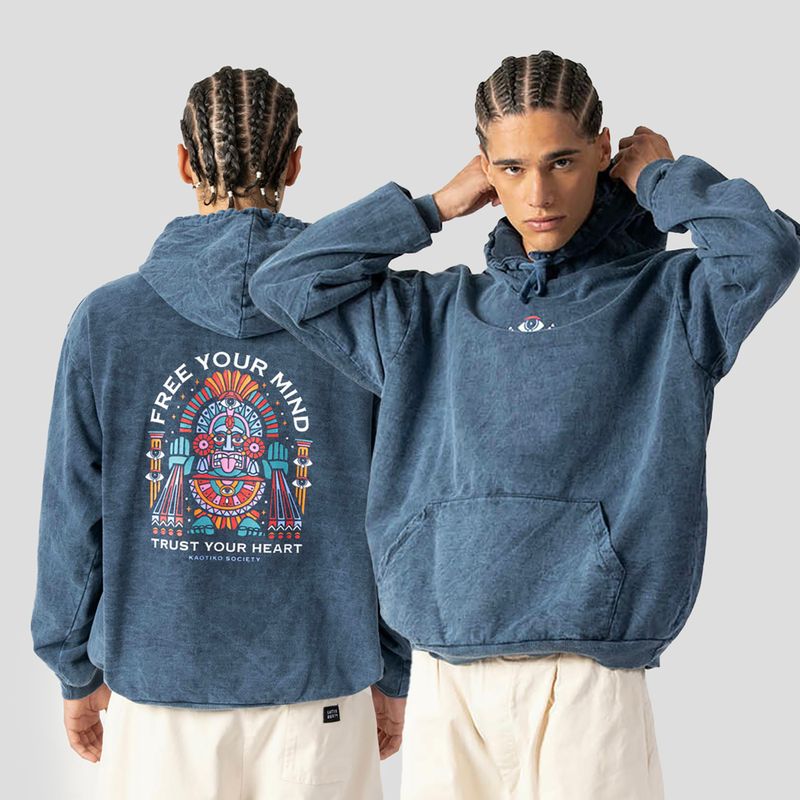 Pánska mikina Kaotiko Washed Free Your Mind navy 3
