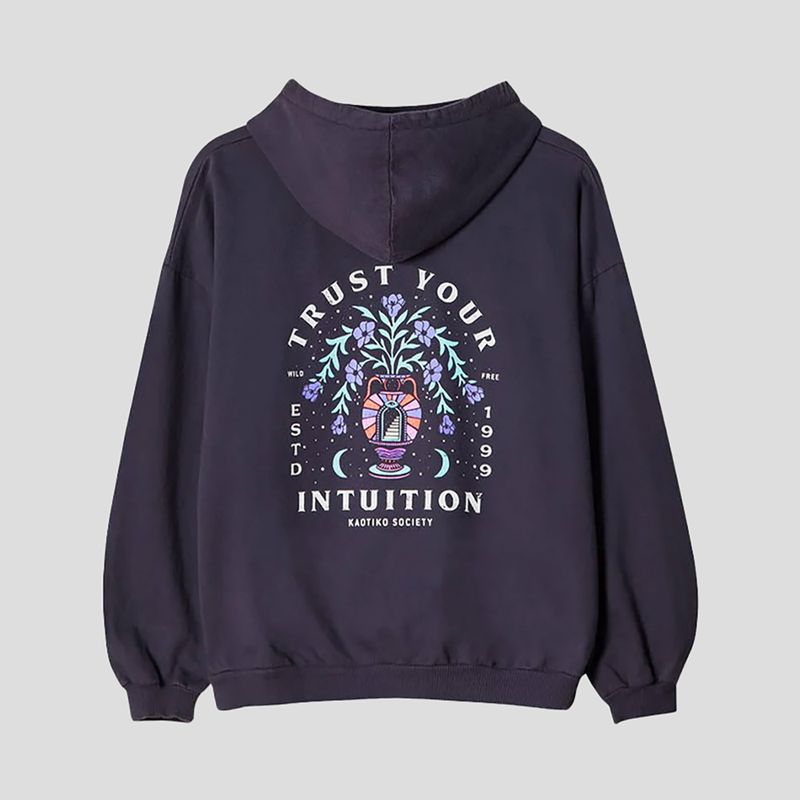 Pánska mikina Kaotiko Washed Trust Your Intuition dark lilac 2