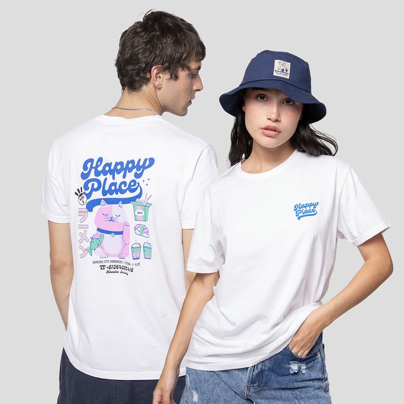 Pánske  tričko Kaotiko Washed Happy Place white 3