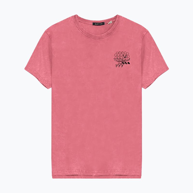 Pánske  tričko Kaotiko Washed No Roles Flower pink flamingo