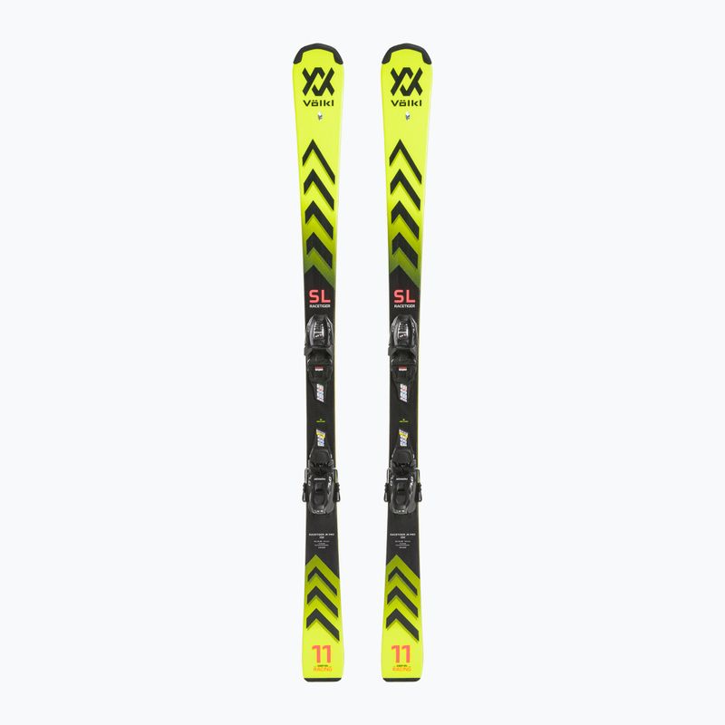 Detské zjazdové lyže Völkl Racetiger Junior Pro + 7.0 VMotion Jr flo yellow/black
