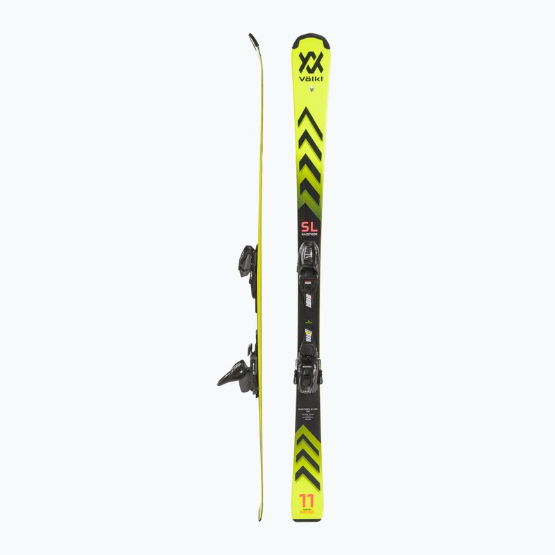 Detské zjazdové lyže Völkl Racetiger Junior Pro + 7.0 VMotion Jr flo yellow/black 2