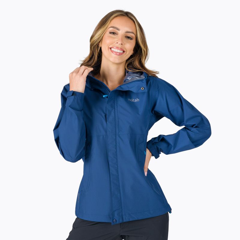 Dámska bunda do dažďa Rab Downpour Eco modrá QWG-83-NB-08