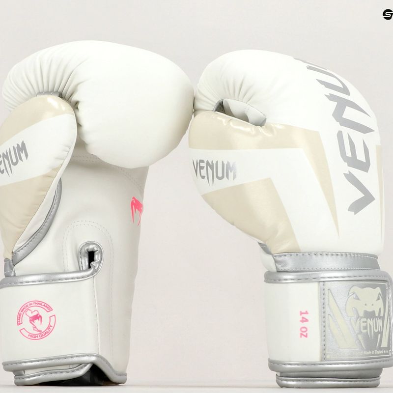 Pánske boxerské rukavice Venum Elite bielo-strieborné 1392-574 7