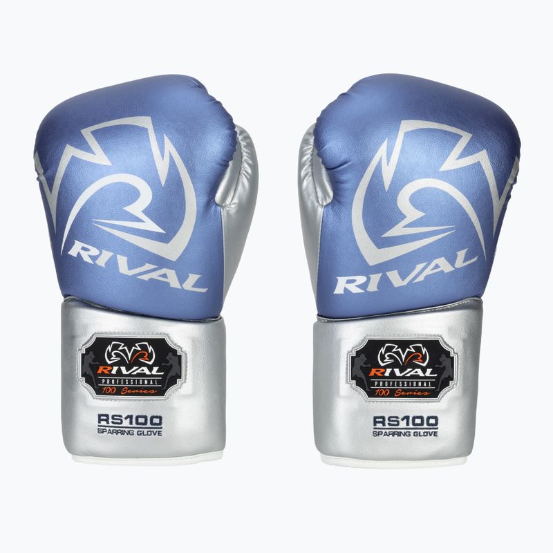 Boxerské rukavice Rival RS100 Professional blue/silver 2