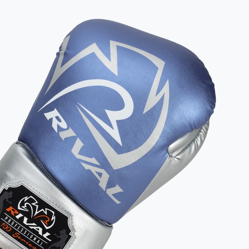 Boxerské rukavice Rival RS100 Professional blue/silver 5