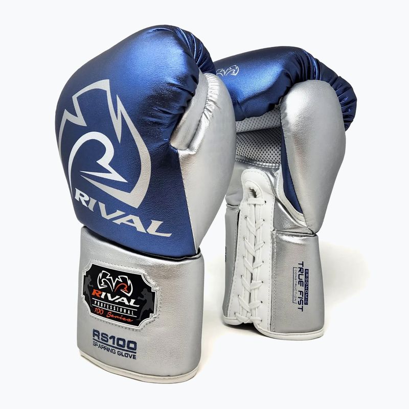 Boxerské rukavice Rival RS100 Professional blue/silver 2