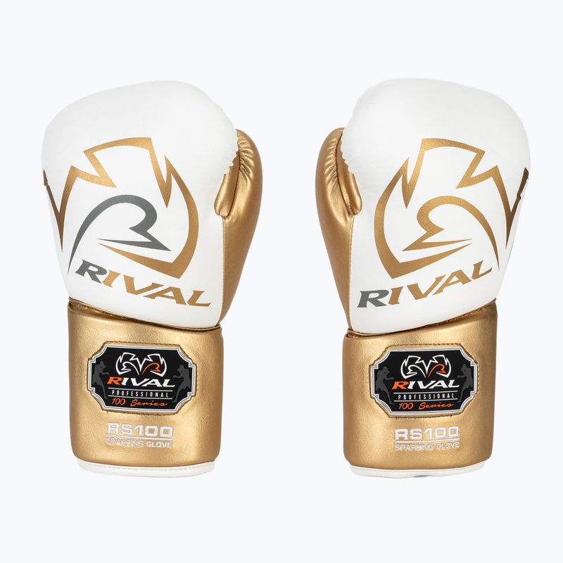 Boxerské rukavice Rival RS100 Professional white/gold 2