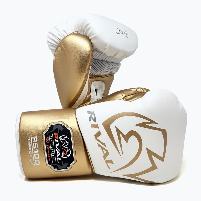 Boxerské rukavice Rival RS100 Professional white/gold 3