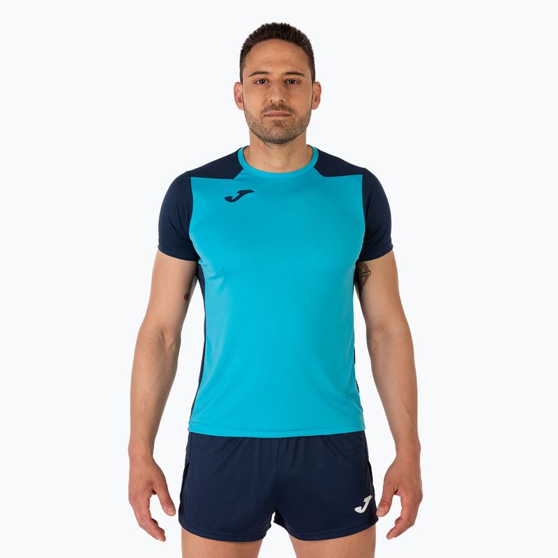 Pánske bežecké tričko Joma Record II fluor tyrkysová/navy