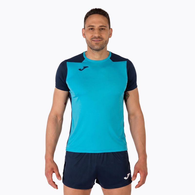Pánske bežecké tričko Joma Record II fluor turquoise/navy 13