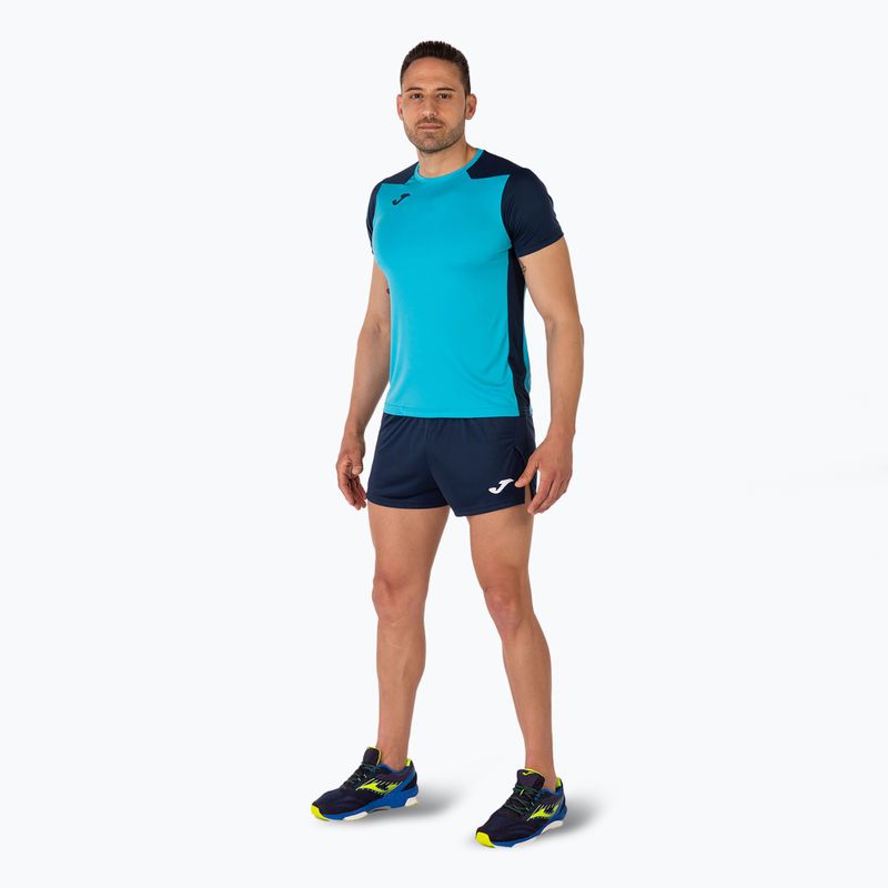Pánske bežecké tričko Joma Record II fluor tyrkysová/navy 2