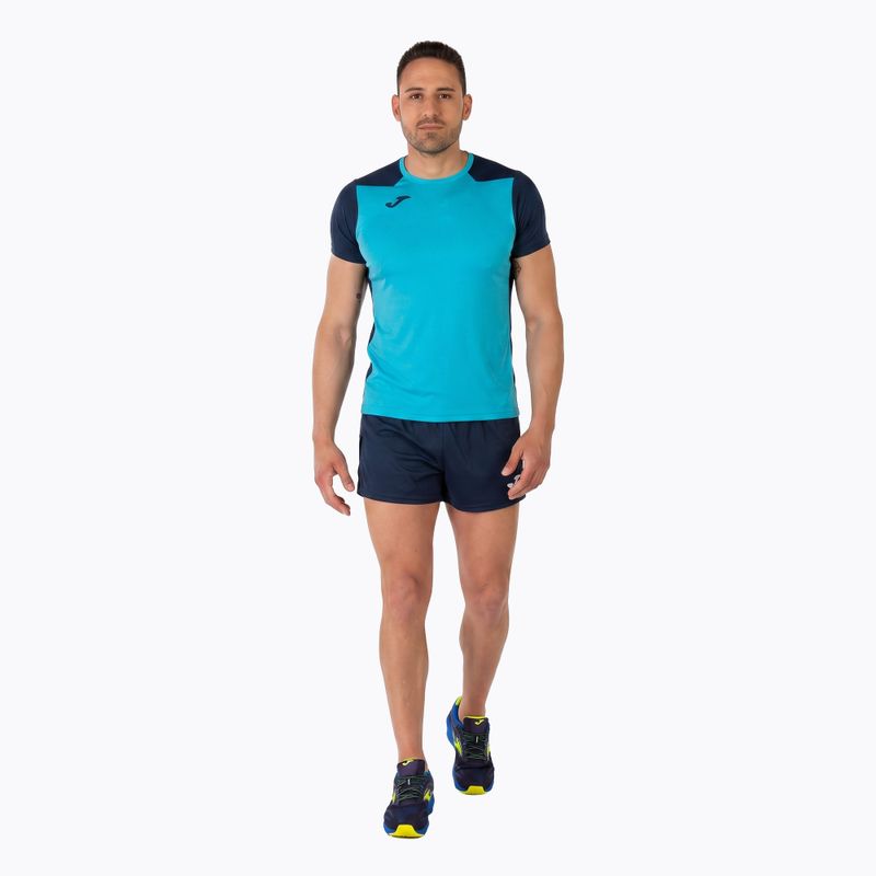 Pánske bežecké tričko Joma Record II fluor turquoise/navy 14