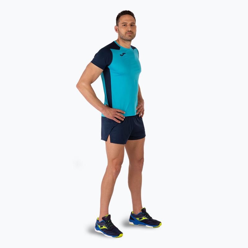 Pánske bežecké tričko Joma Record II fluor tyrkysová/navy 7