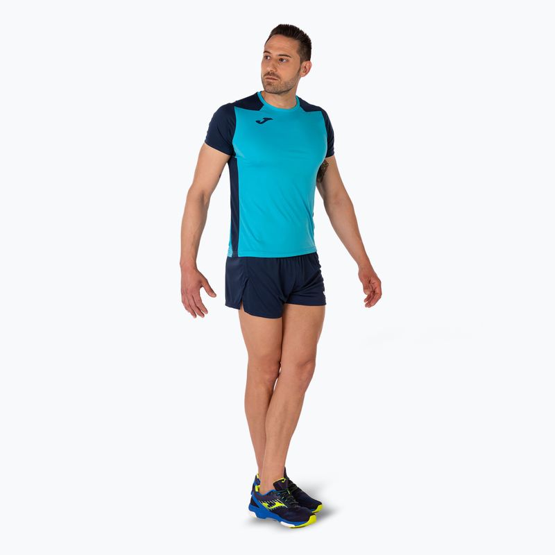 Pánske bežecké tričko Joma Record II fluor tyrkysová/navy 8