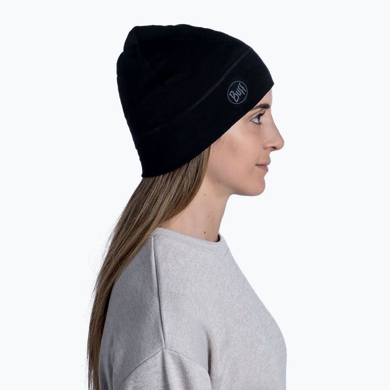 BUFF Ľahká čiapka z merino vlny Solid black 113013.999.10.00 6