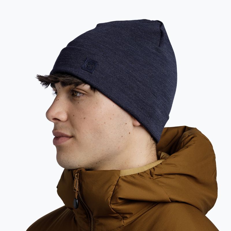 Zimná čiapka BUFF Heavyweight Merino Wool solid indigo 4