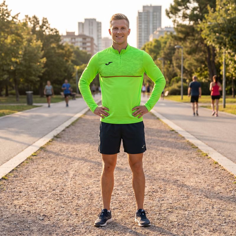 Pánska bežecká mikina Joma Record III fluor green 6