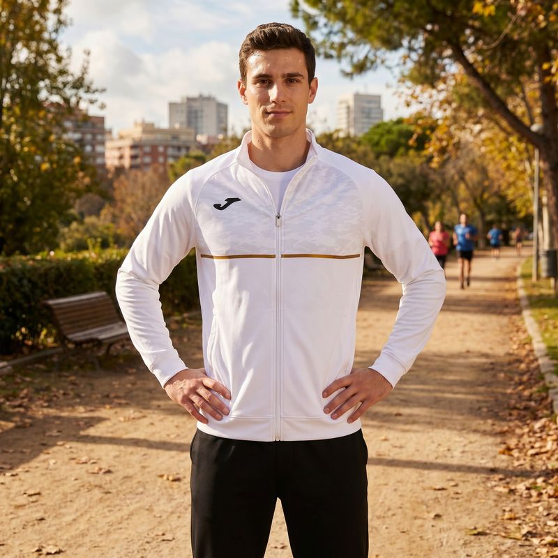 Pánska bežecká mikina Joma Record III Full Zip biela 6
