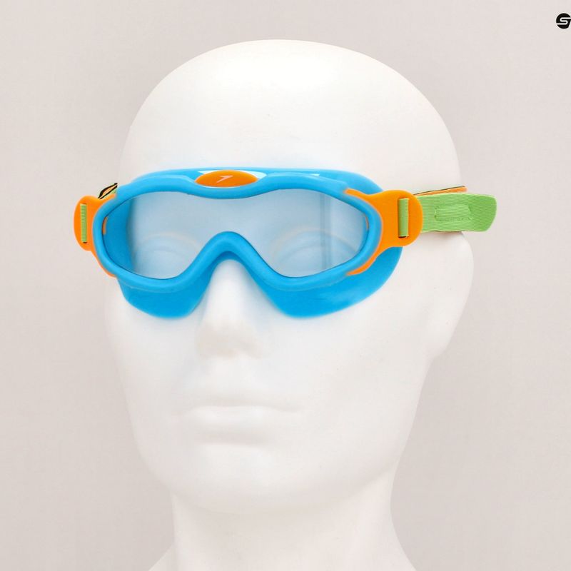 Detská plavecká maska Speedo Sea Squad Jr azúrovo modrá/fluo zelená/fluo oranžová/čierna 7