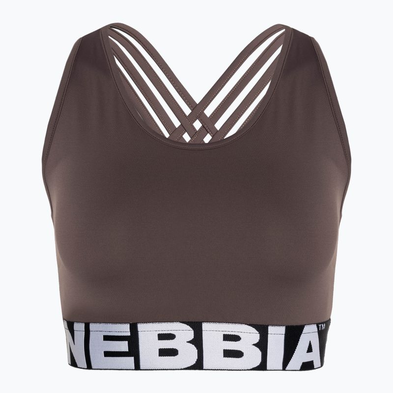 NEBBIA Medium Impact Cross hnedá fitness podprsenka 4