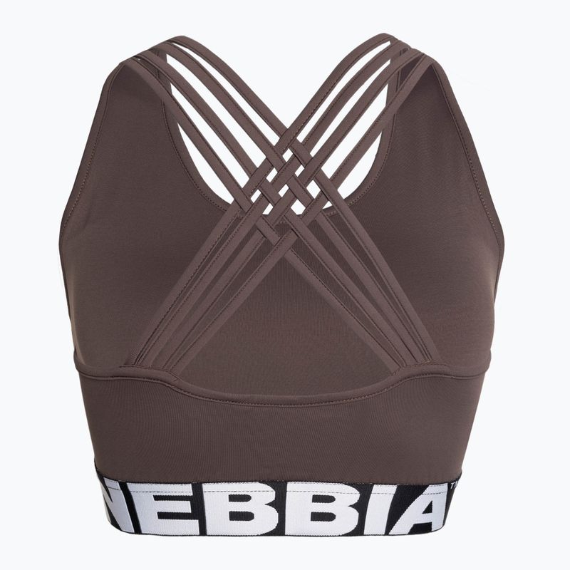 NEBBIA Medium Impact Cross hnedá fitness podprsenka 5
