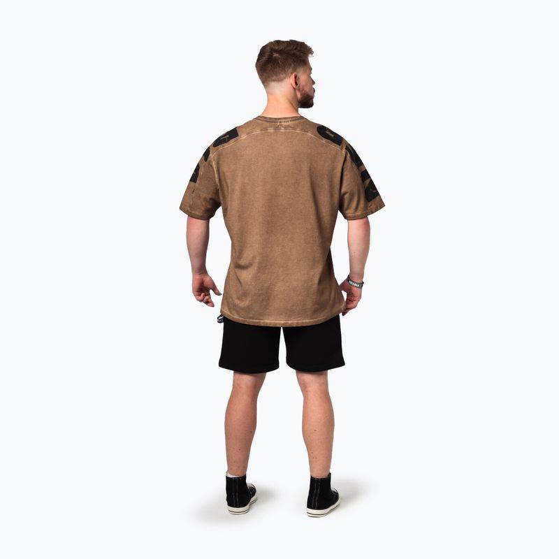 Pánske športové tričko NEBBIA Washed-Off Lifting Club light brown 3