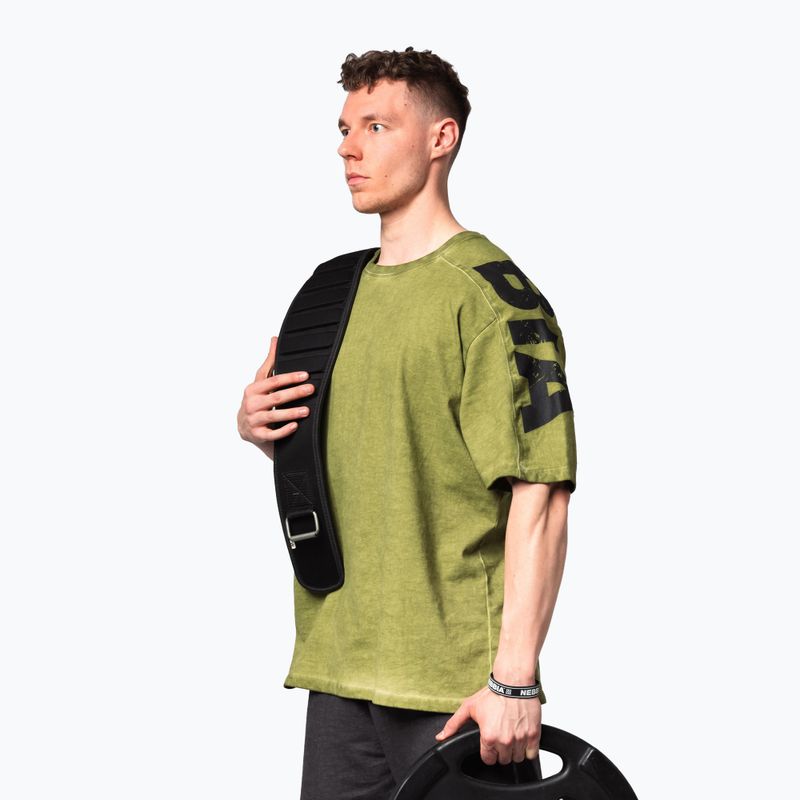 Pánske športové tričko NEBBIA Washed-Off Lifting Club green 4