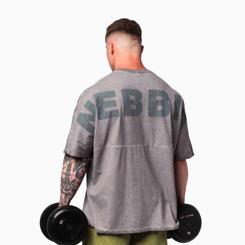 Pánske športové tričko NEBBIA Washed-Off Heavyweight No Shortcuts light grey 3