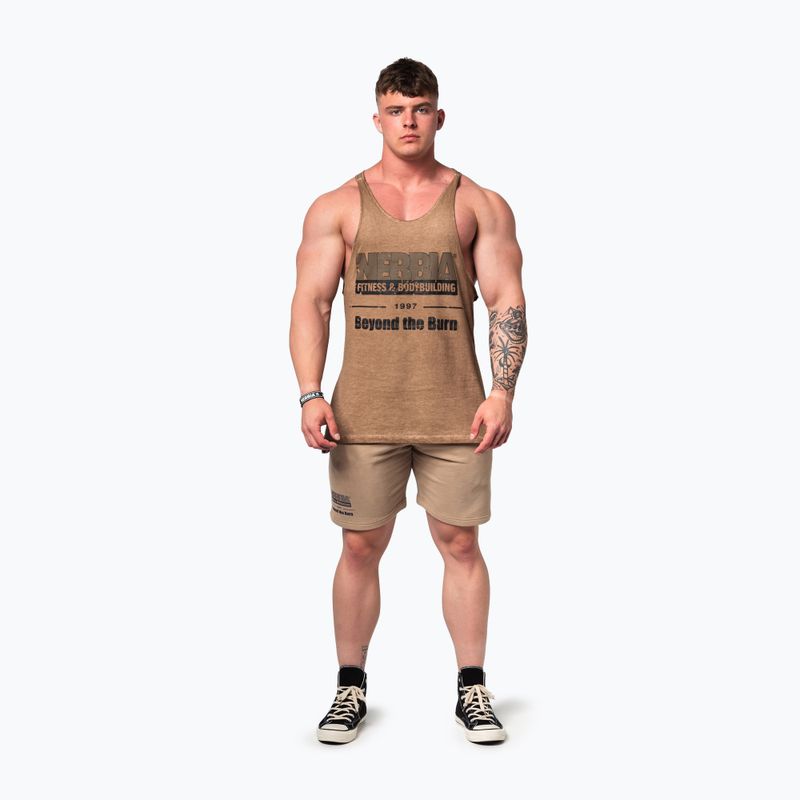 Pánske športové tielko NEBBIA Washed-Off Stringer Max Out light brown 2