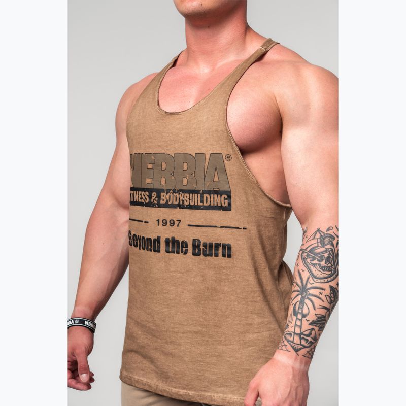 Pánske športové tielko NEBBIA Washed-Off Stringer Max Out light brown 4