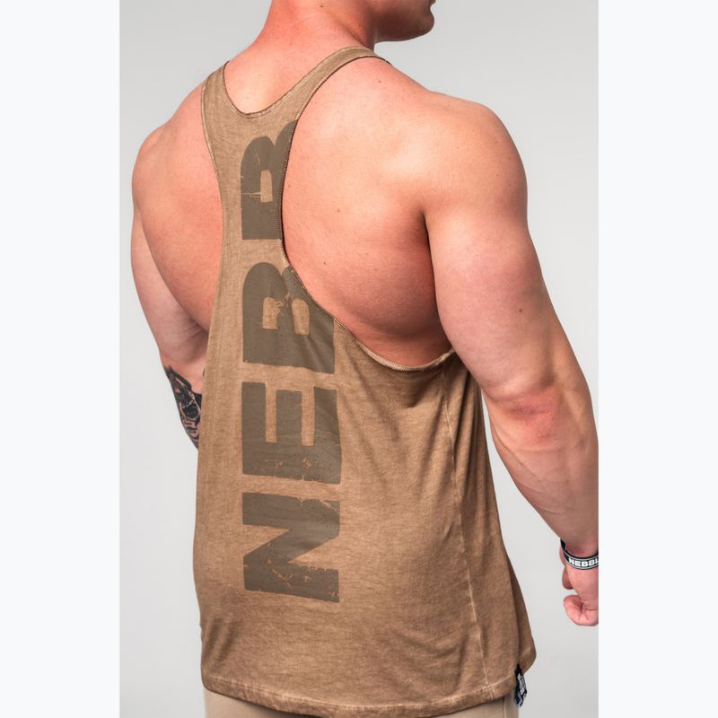Pánske športové tielko NEBBIA Washed-Off Stringer Max Out light brown 5