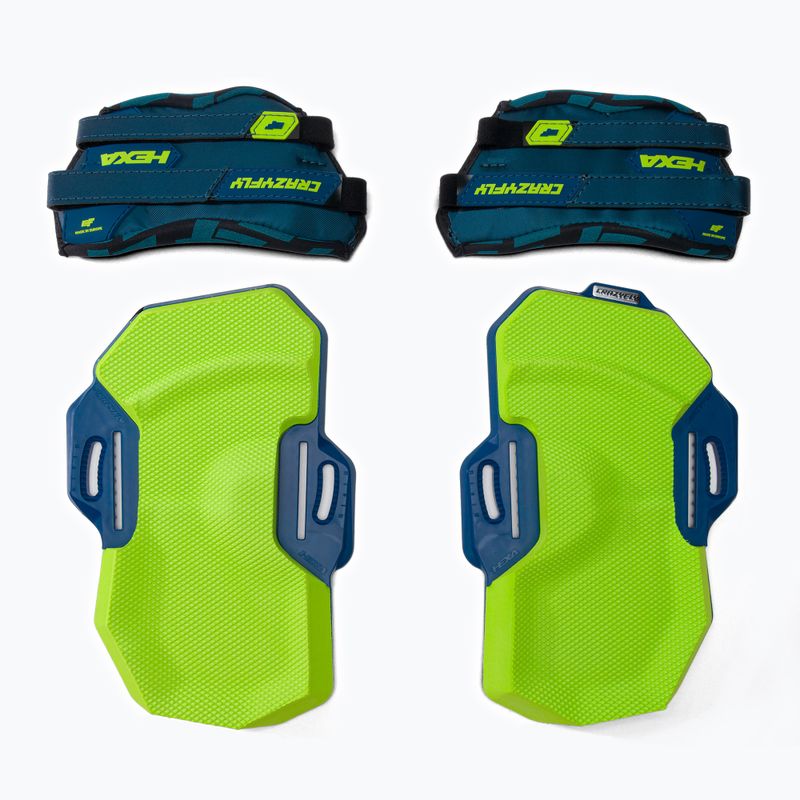 CrazyFly Hexa II Binding modro-zelené kiteboardové podložky a popruhy T016-0260