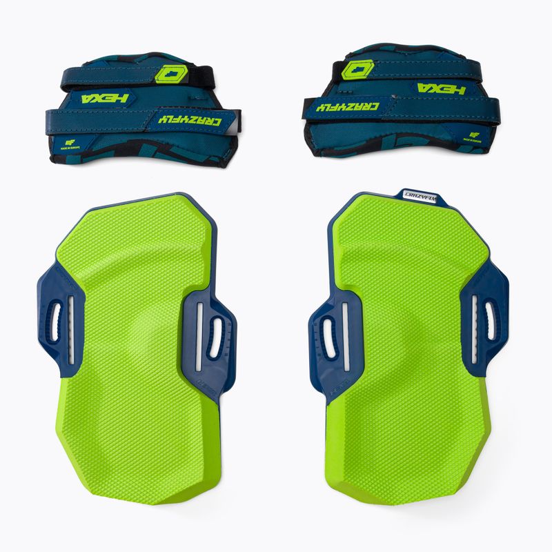 CrazyFly Hexa II Viazanie Malé modro-zelené kiteboardové podložky a popruhy T016-0264