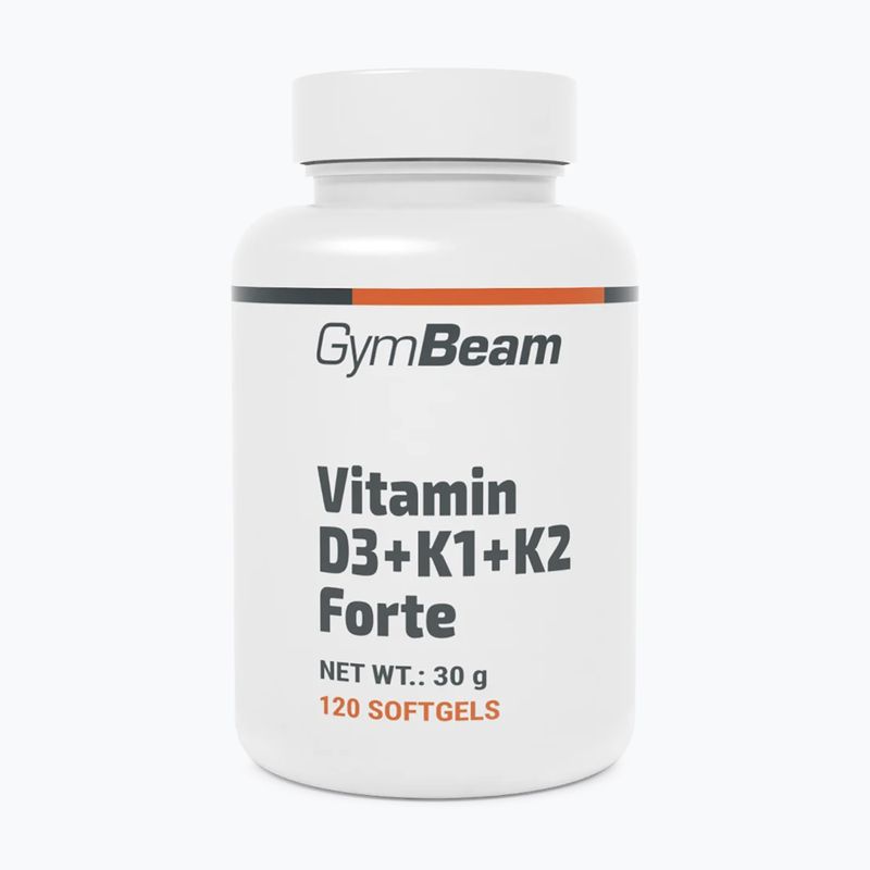 Vitamíny D+K GymBeam Vitamín D3+K1+K2 Forte 120 kapsúl