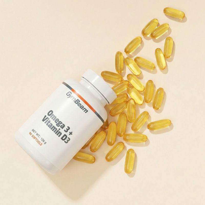 Mastné kyseliny + vitamín D3 – doplnok stravy GymBeam Omega 3 + D3 90 kapsułek 2