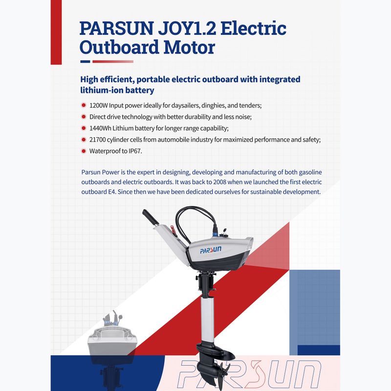 Elektrický motor Parsun Joy 1.2 S with battery white 2
