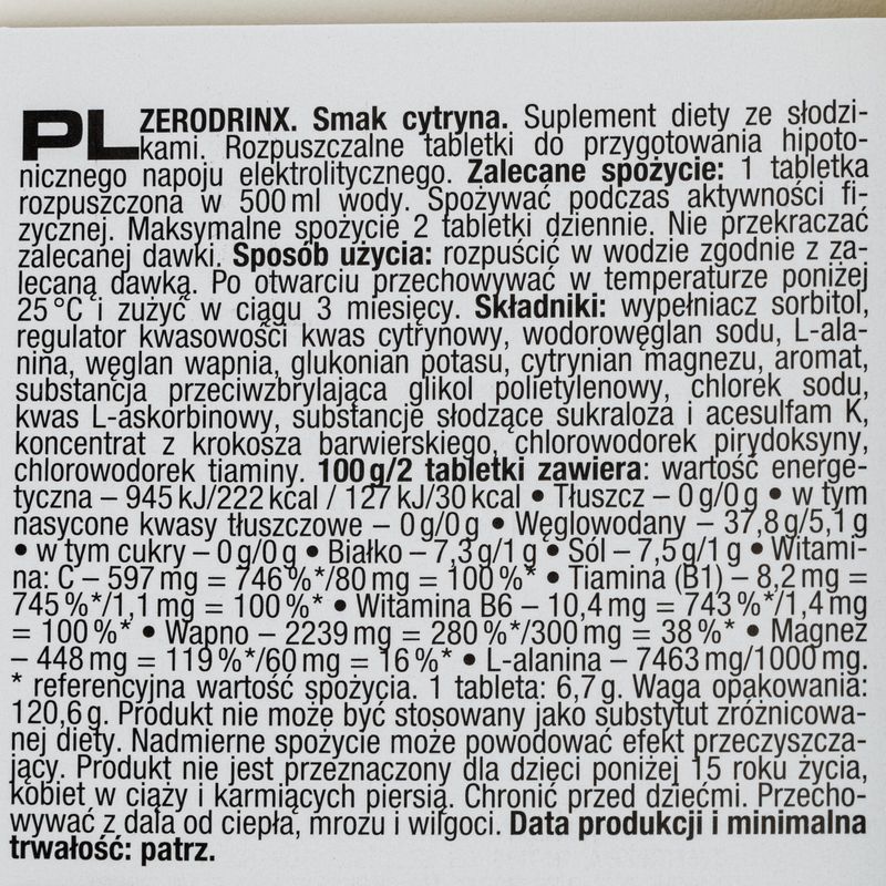 Nutrend Zero Drinx hypotonický nápoj 18 tabliet citrón VR-016-18-CI 2