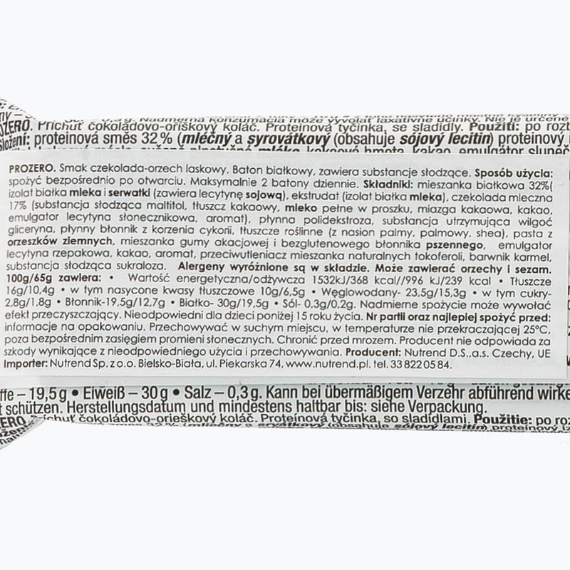 Nutrend Pro Zero proteínová tyčinka 65g čokoláda-orech VM-060-65-ČOO 2