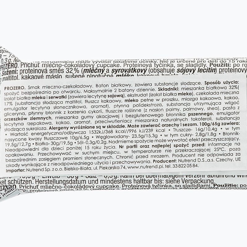 Nutrend Pro Zero proteínová tyčinka 65g čokoládový koláč VM-060-65-MLČ 2