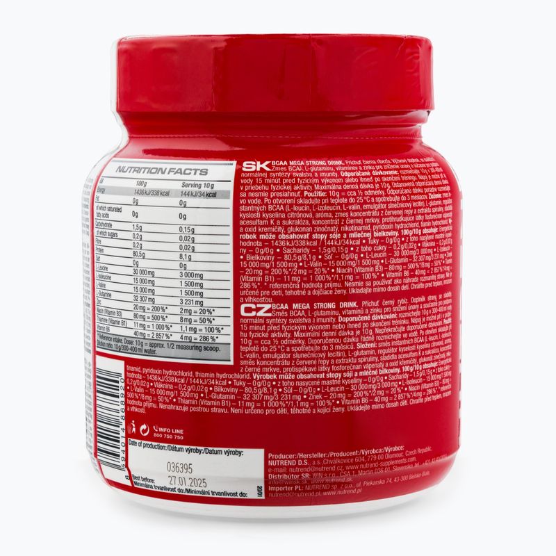 BCAA Mega Strong Nutrend aminokyseliny 400g čierne ríbezle VS-106-400-ČR 3