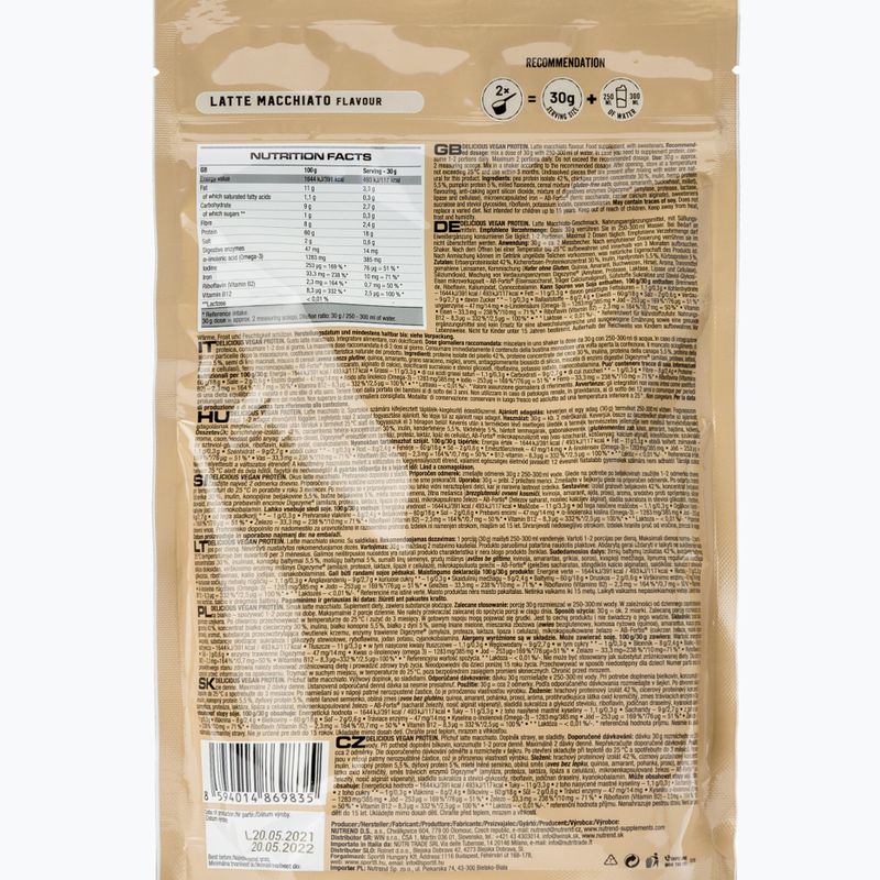Proteínový kokteil Nutrend Delicious Vegan Protein 450g latte macchiato VS-105-450-LM 2
