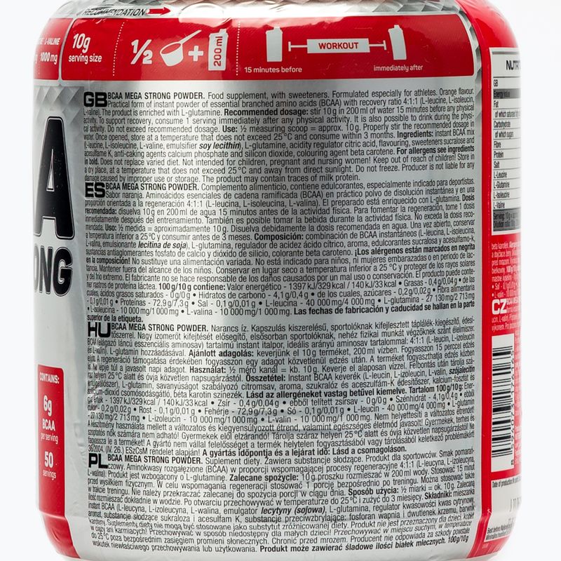 BCAA Mega Strong Nutrend aminokyseliny 500g oranžová VS-045-500-PO 2
