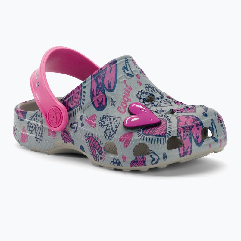 Coqui Little Frog mid.grey/fuchsia love/amulet detské sandále 2